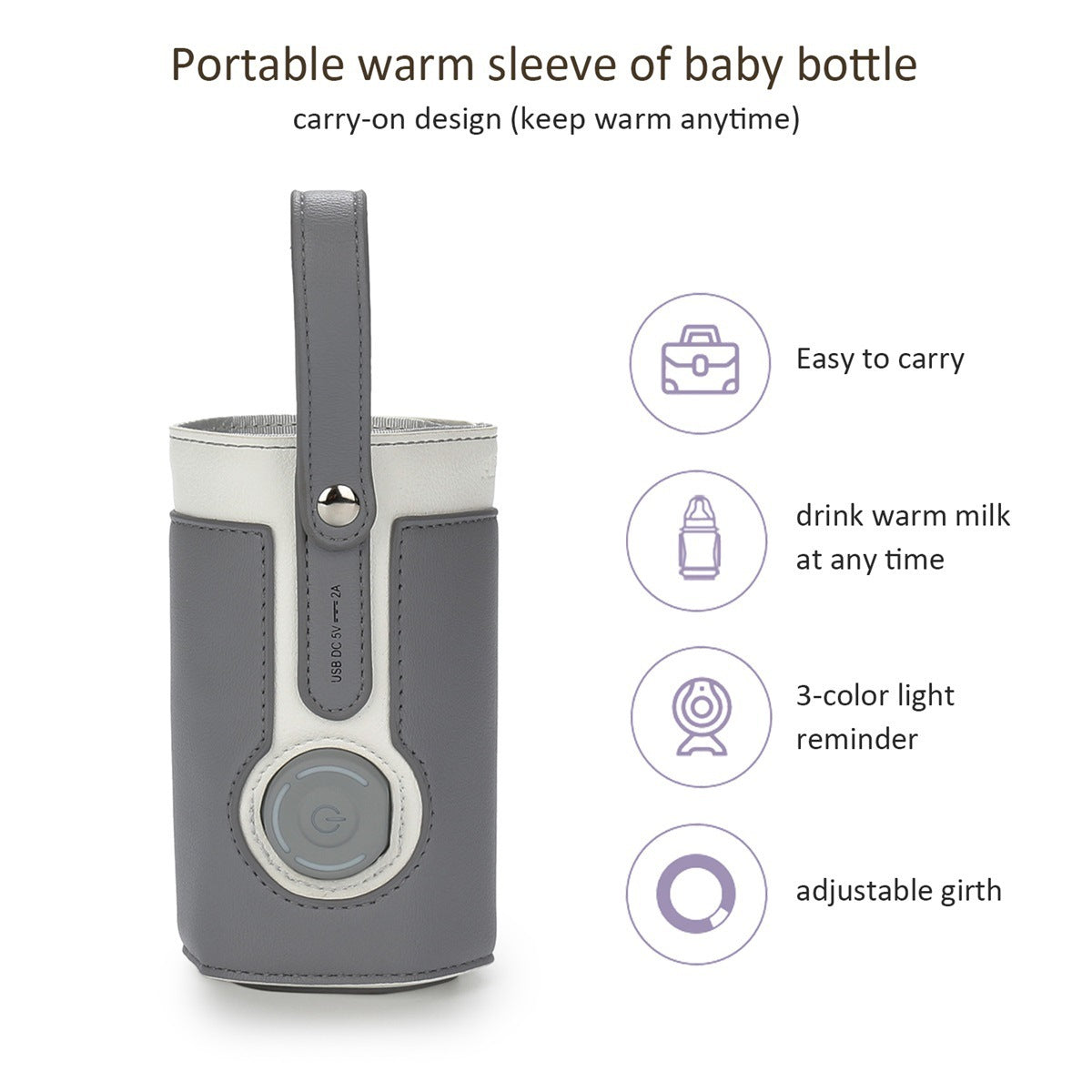 Portable Outdoor Thermostatic Baby Bottle USB Insulation Sleeve